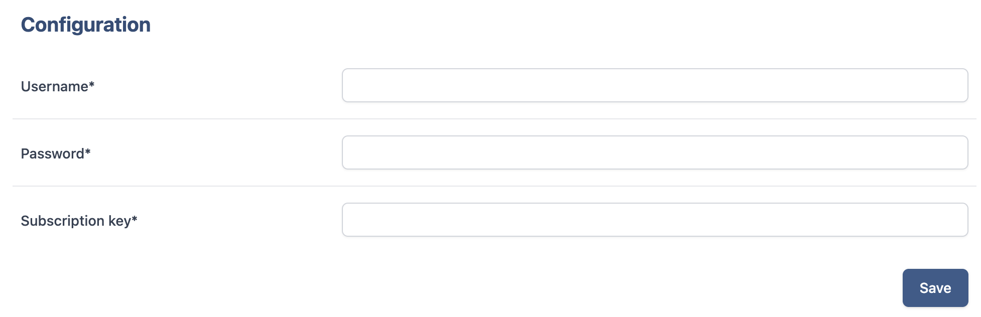 De eConnect-configuratiepagina in Legalsense, met velden voor de gegevens die door eConnect worden verstrekt.