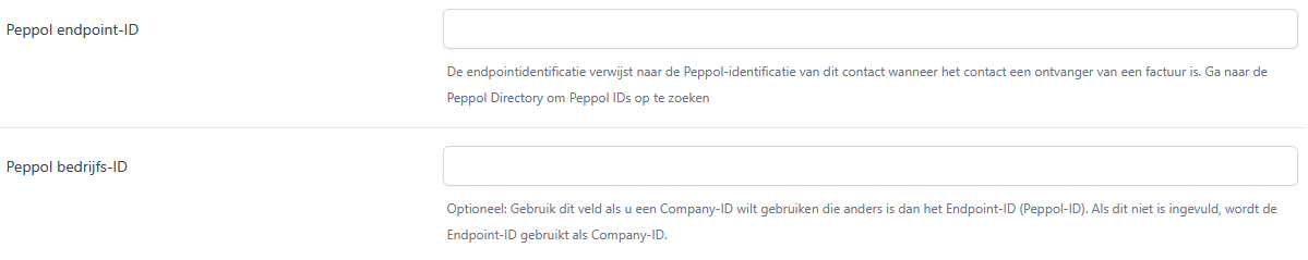 De eConnect-configuratiepagina in Legalsense, met velden voor de gegevens die door eConnect worden verstrekt.